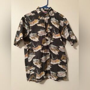 Reyn Spooner Shirt Mens Medium Gray Car‎ Cars Button Up Hawaiian Camp Popover